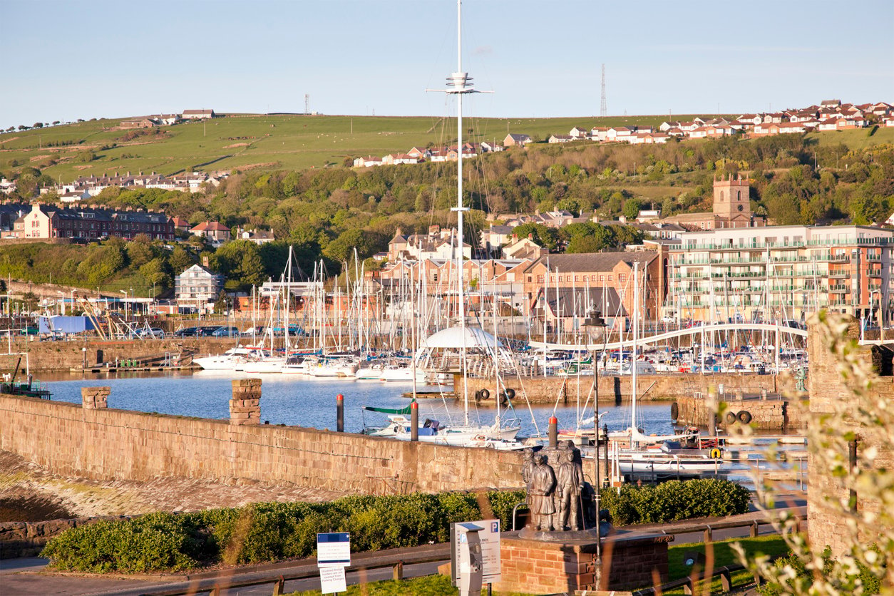 The Whitehaven Marina, from which the Sea to Sea cycle route starts