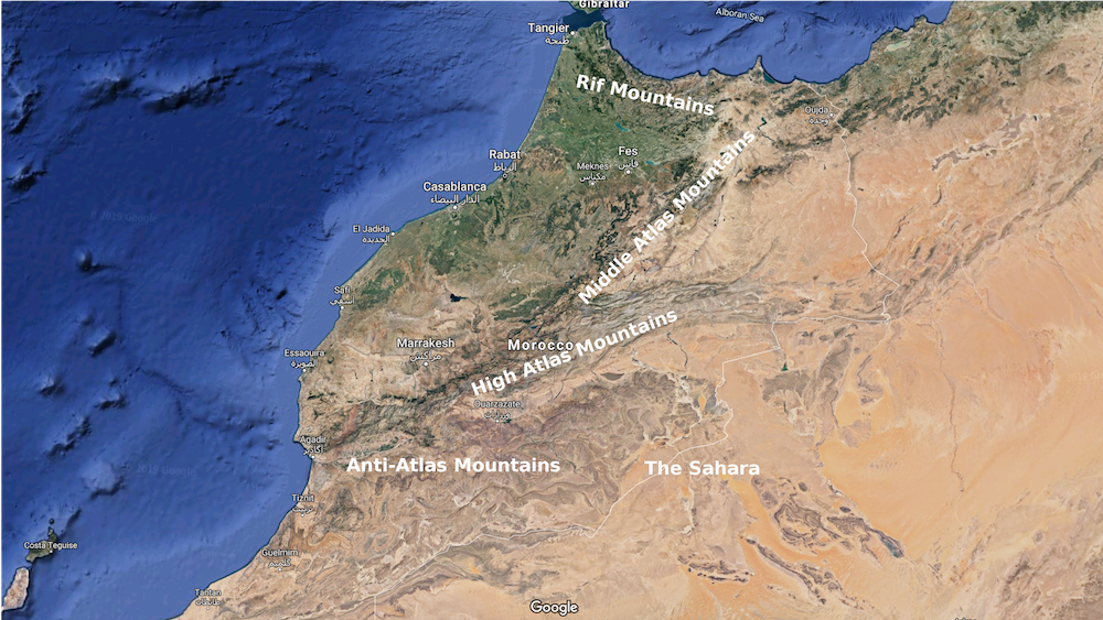 Map of morocco from Google Maps.