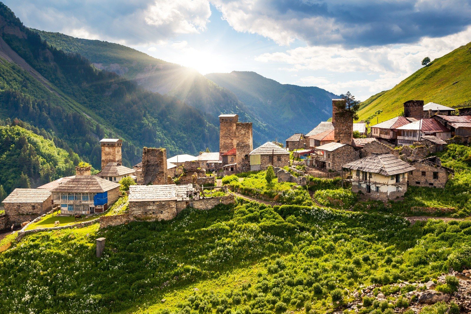 The historic town of Ushguli, a UNESCO World Heritage site above 2000m high.