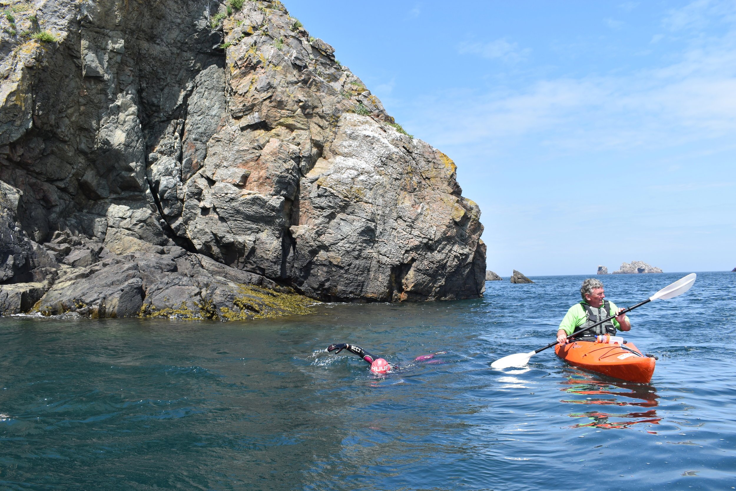 Laura Kennington swimming around Sark