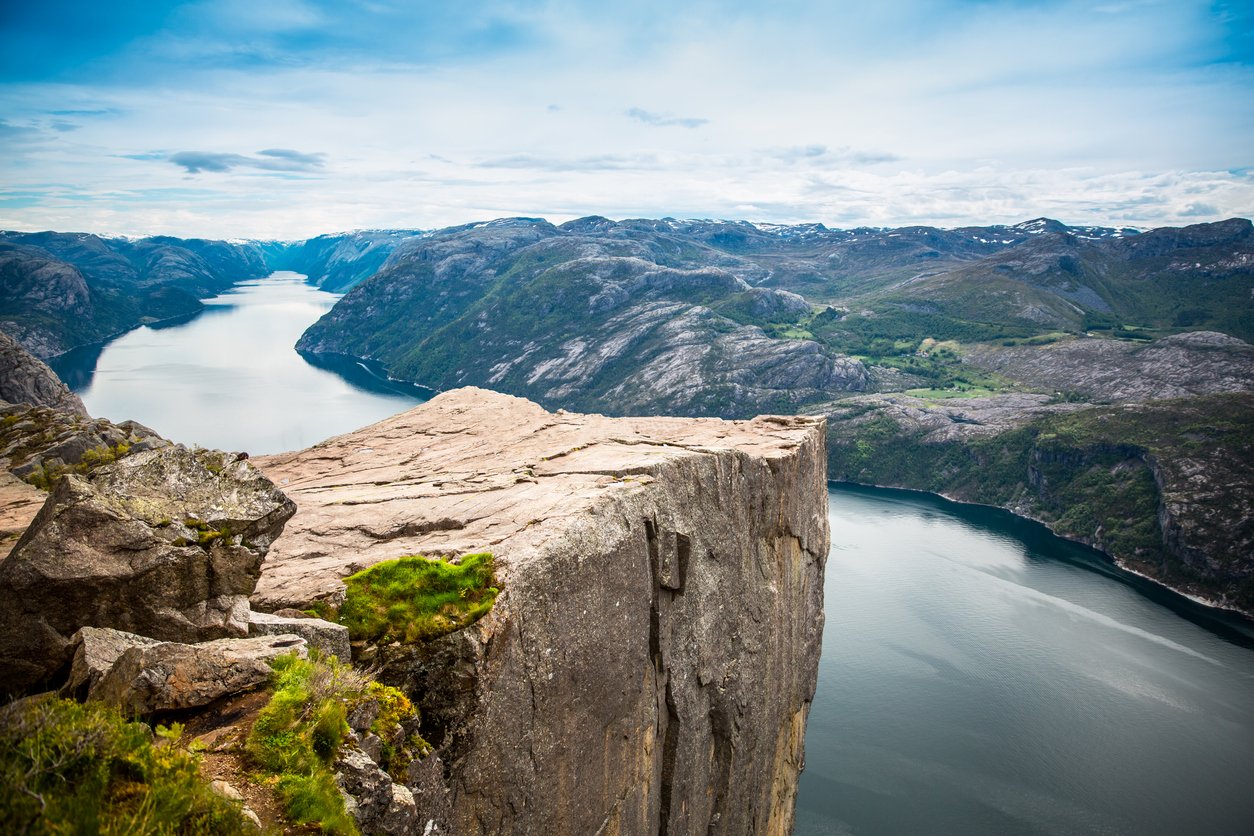 Preikestolen, or 'The Pulpit Rock' in the Norwegian fjords.