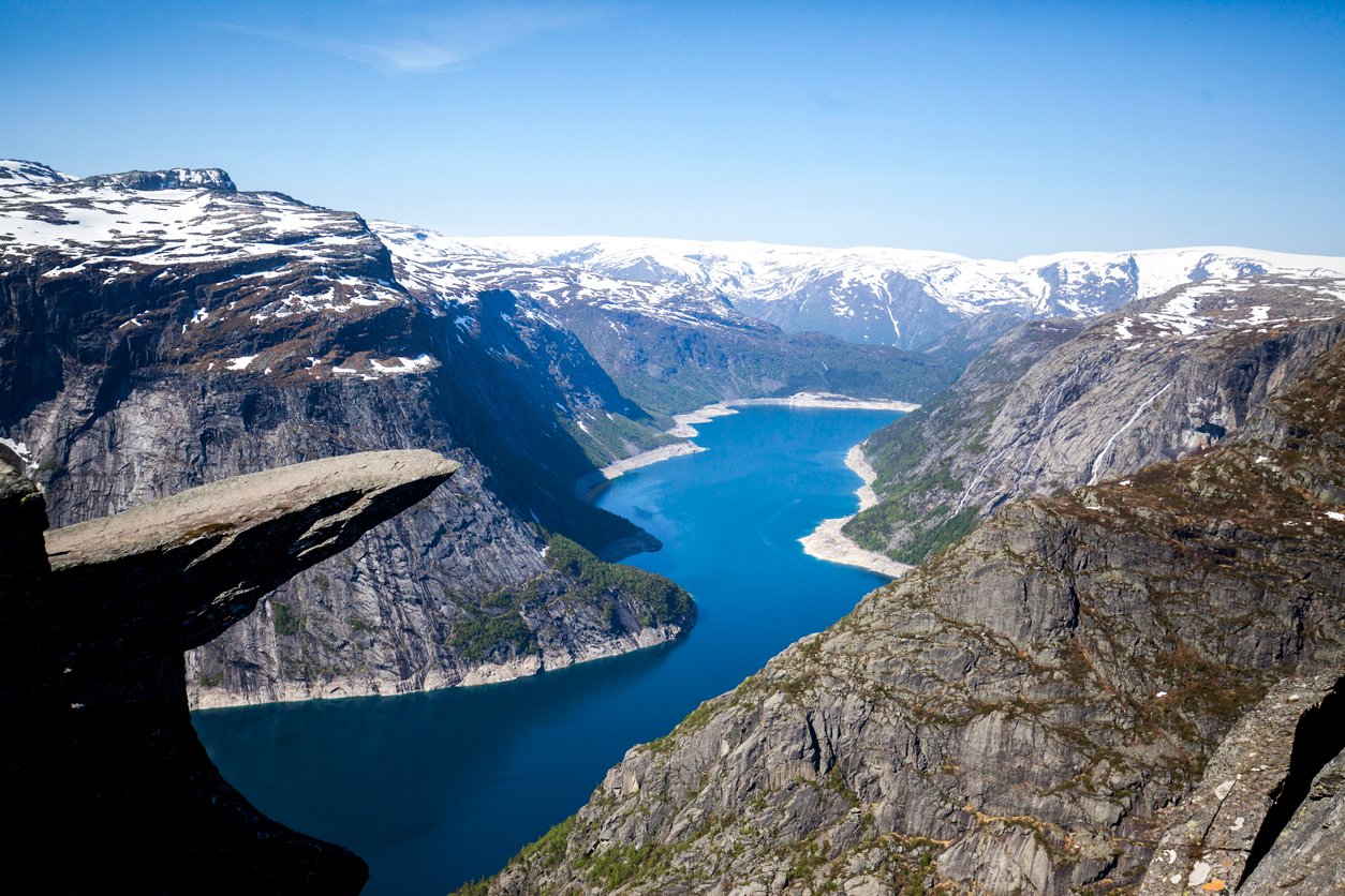 Trolltunga rock in Hardangerfjord