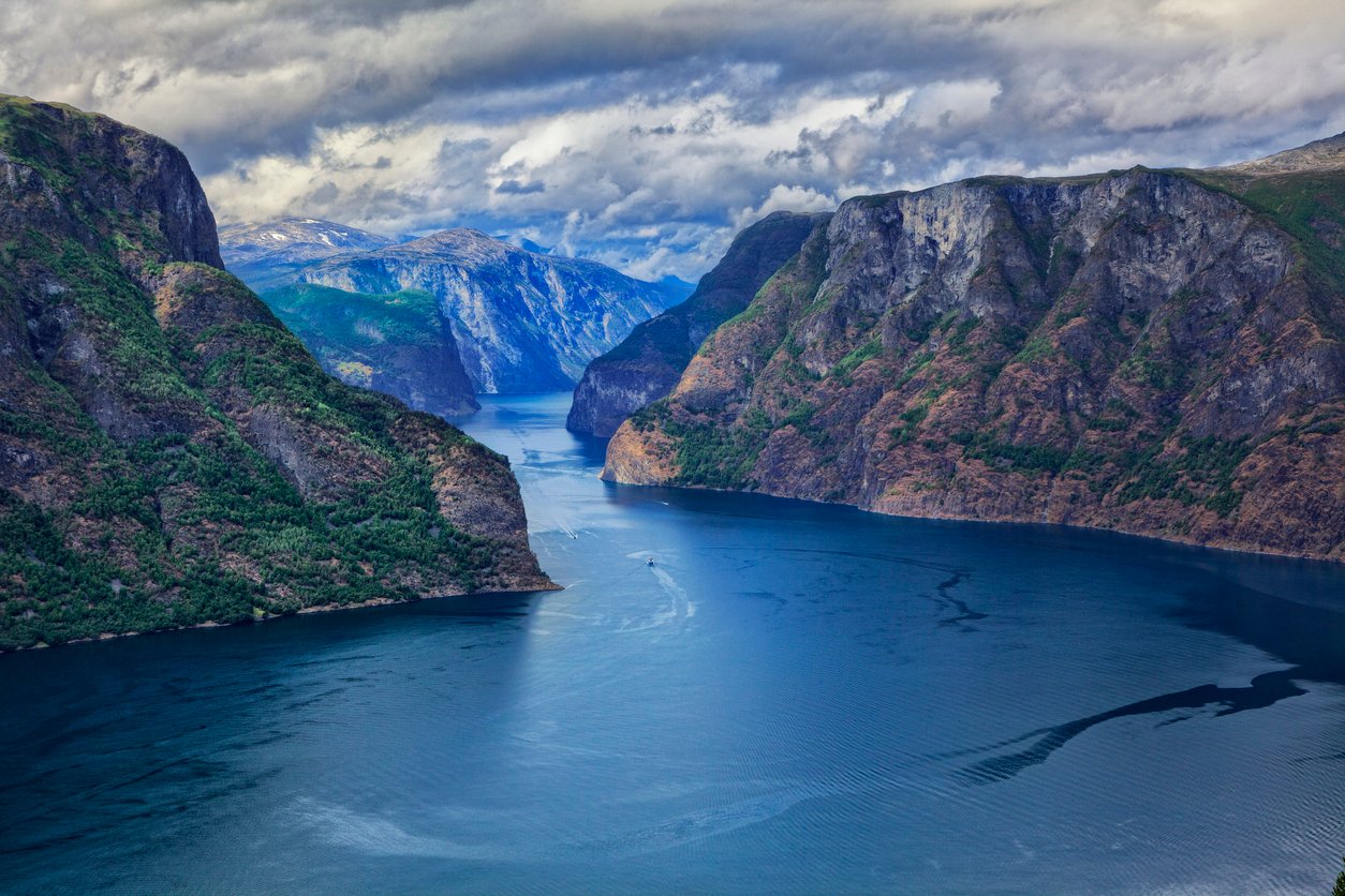 The stunning Sognefjord, the largest fjord in Norway.