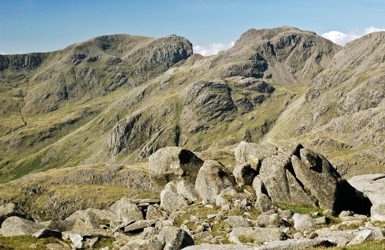 A view of Scafell and Scafell Pike from the east. 