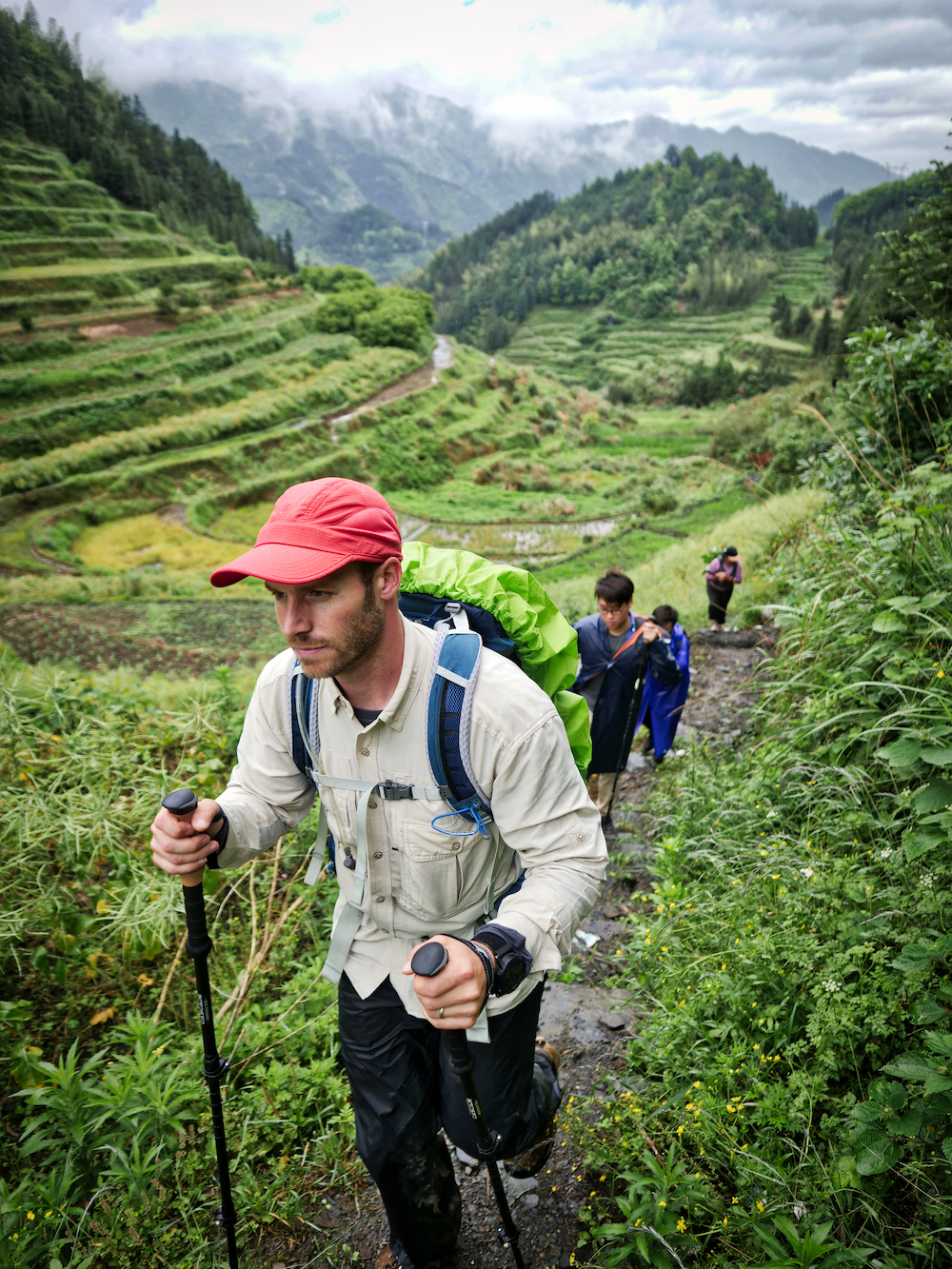 Hikers on the The Xuefeng Mountain Trail in China