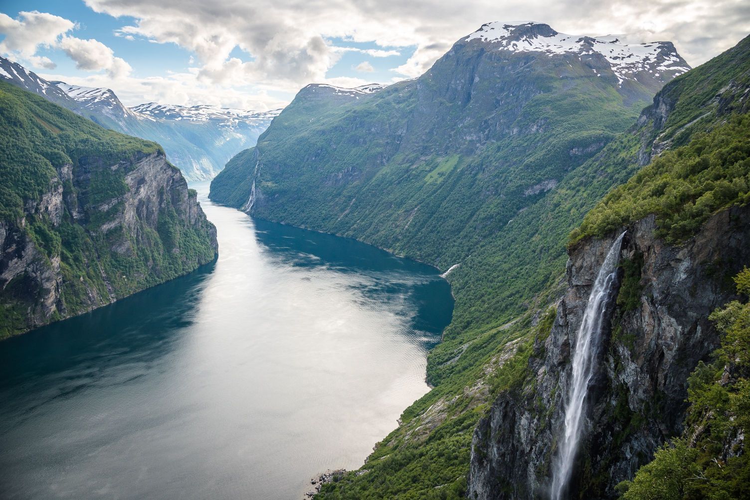 A view of Geirangerfjord from above.
