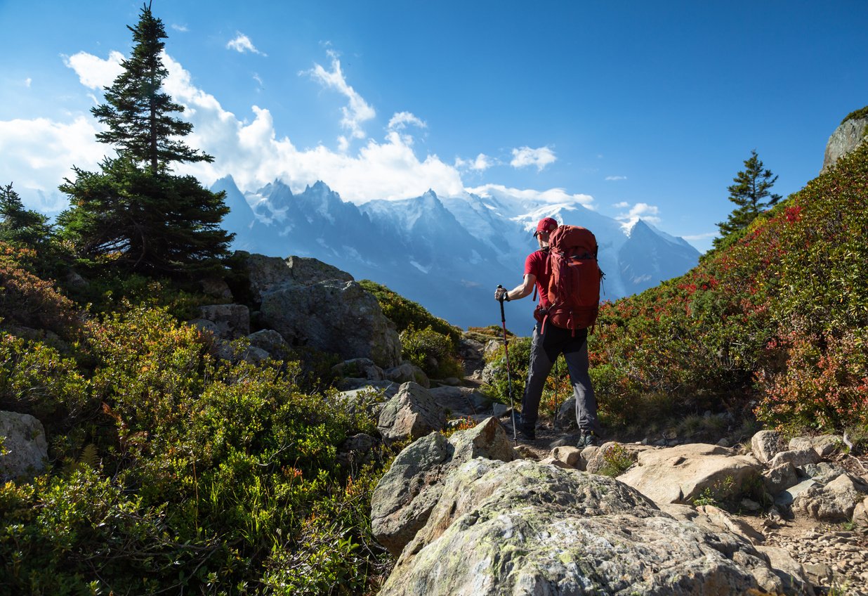 Close up of a male hiker