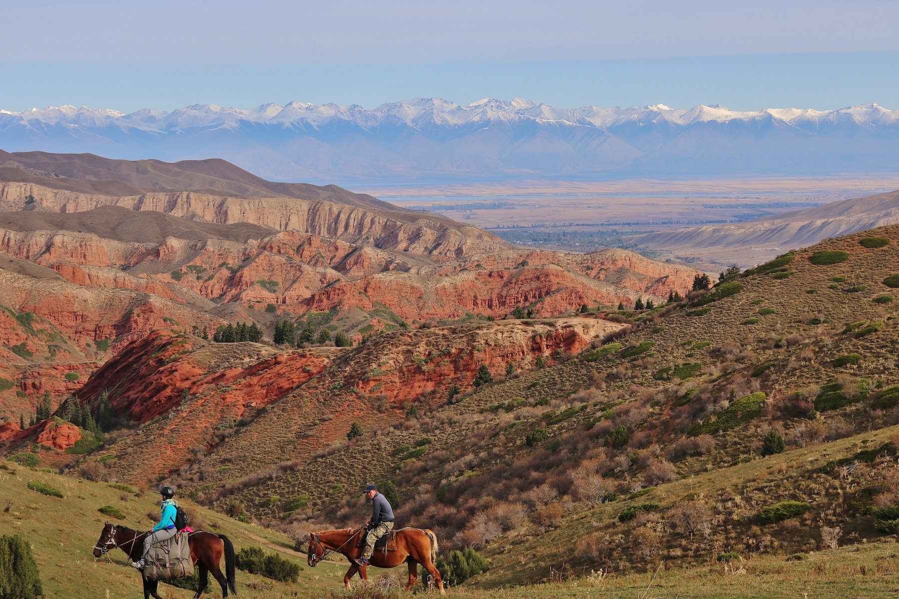 Horse riders above Jety Oguz, Kyrgyzstan