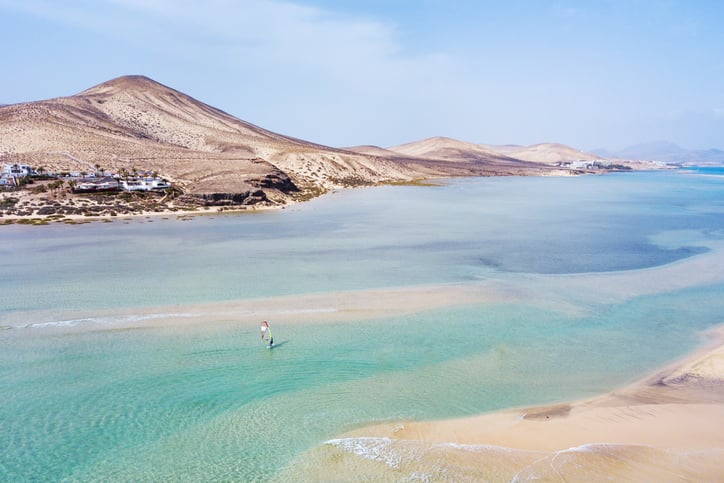 Windsurfing in Feurteventura in the Canary islands, a mecca for the sport. Photo: Getty Images