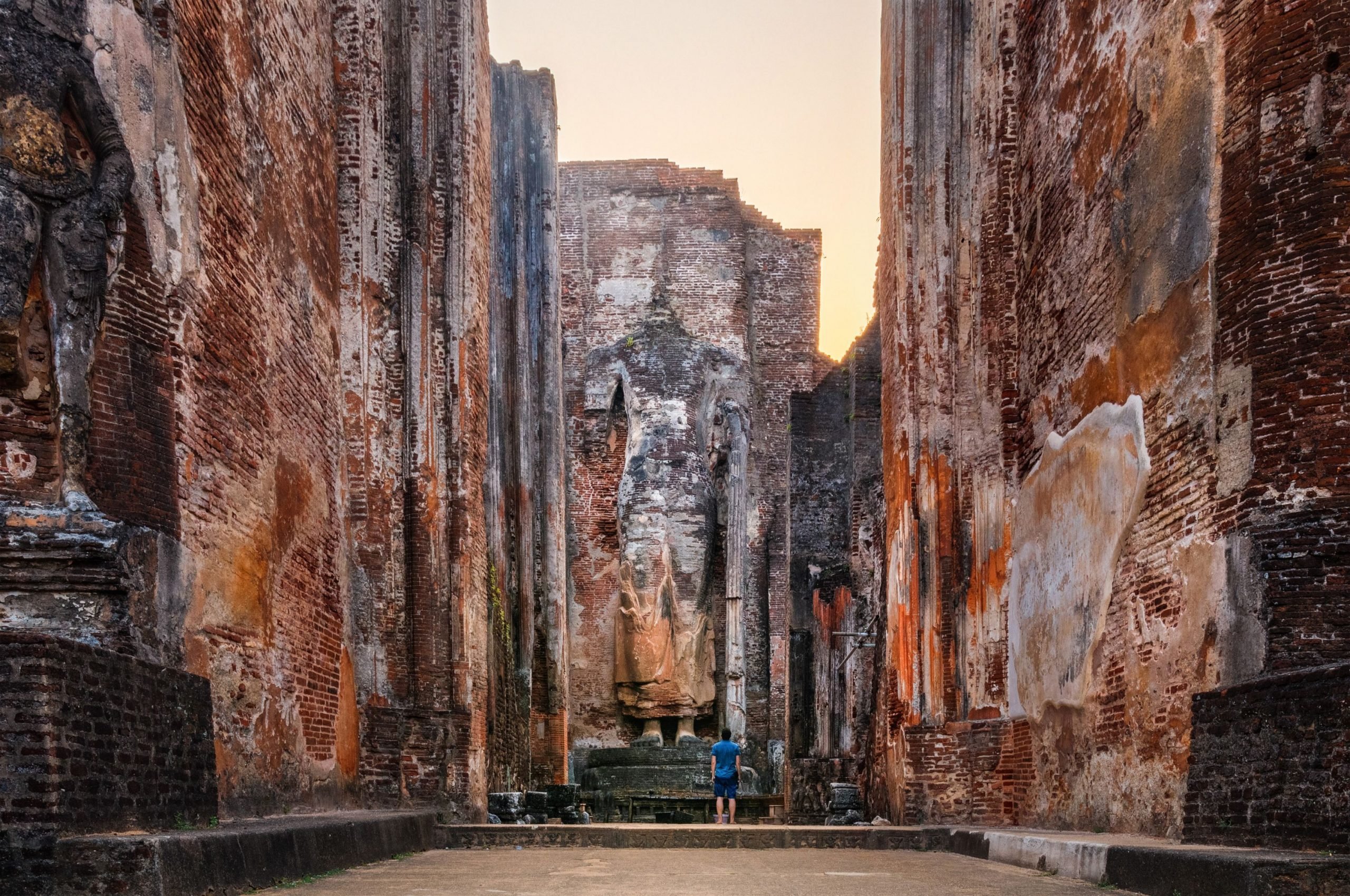 An enormous buddha statue at Lankatilaka, in the UNESCO-protected ancient city of Polonnaruwa. Photo: Getty