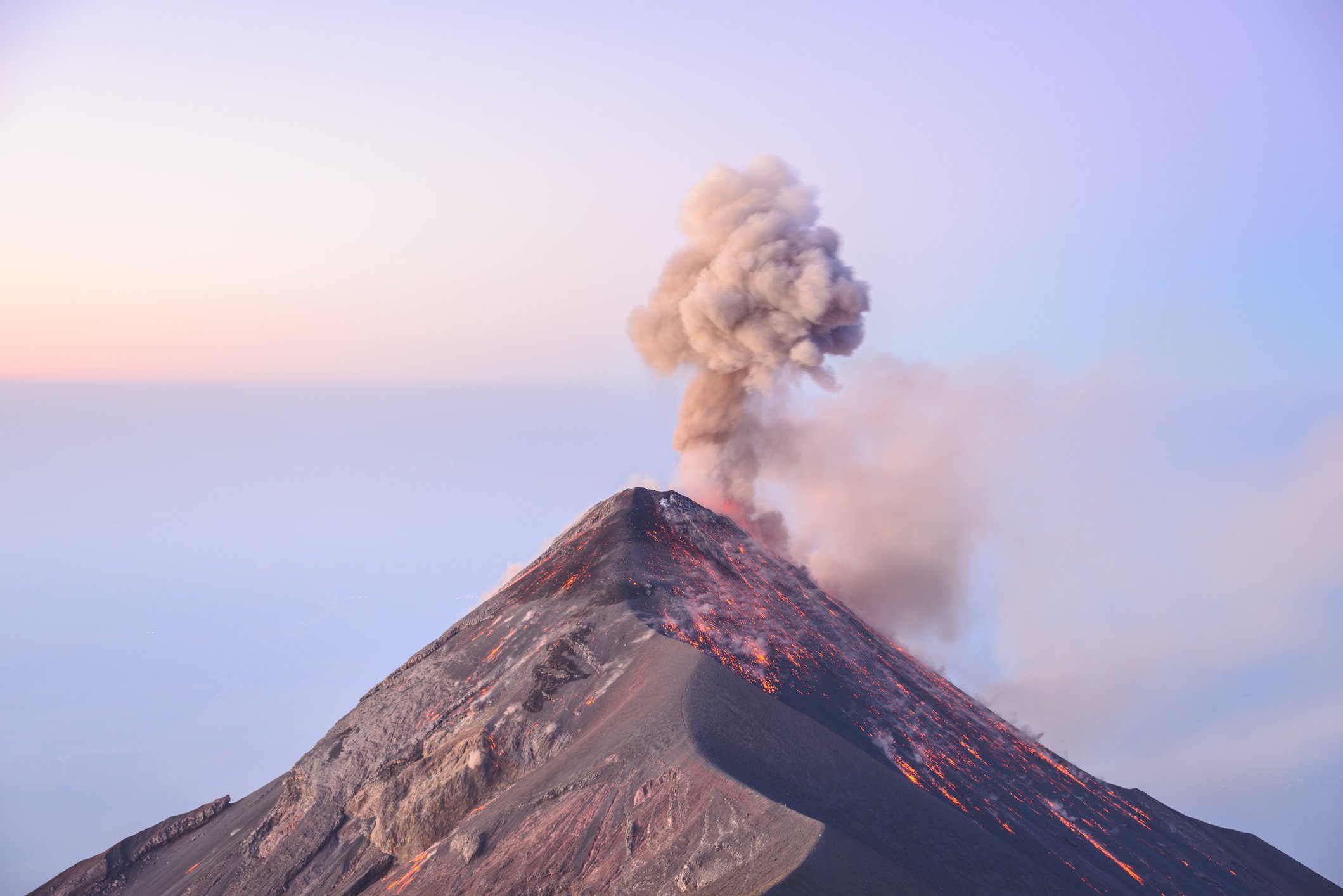 The continuously erupting Volcan de Fuego in Guatemala