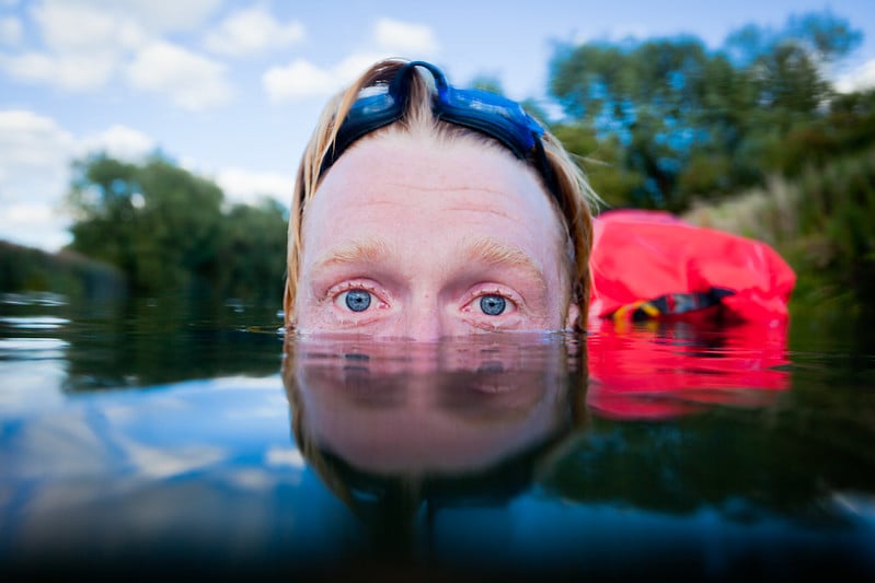 Alastair Humphreys taking a wild dip