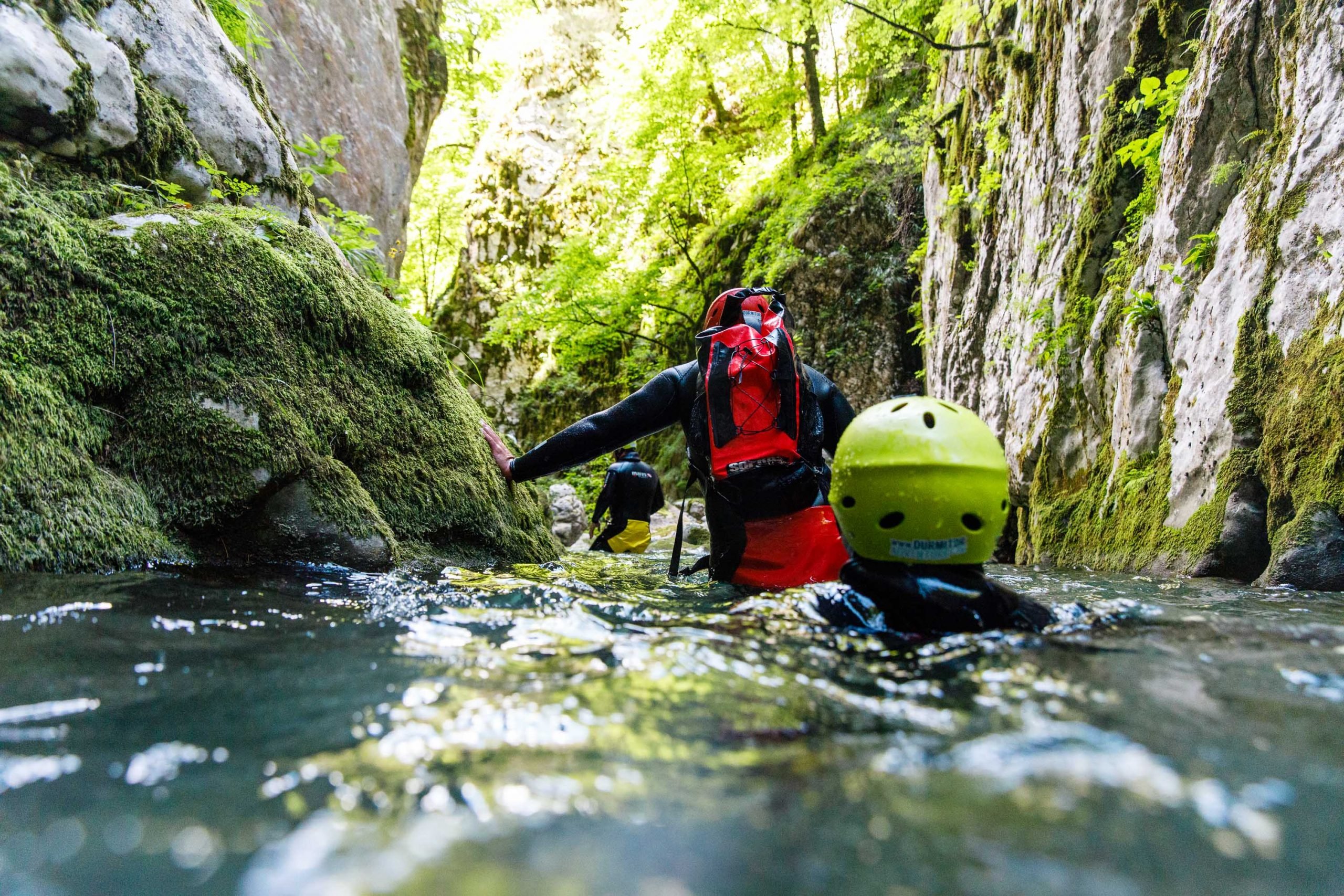 People canyoning down Montenegro's Tara Canyon.