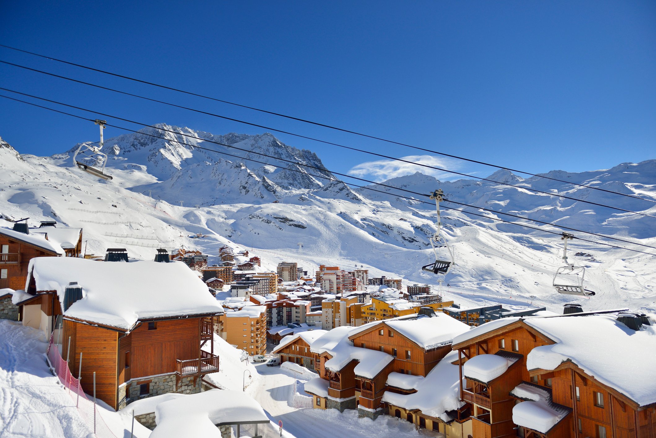 A snowy view of Val Thorens in the French Alps