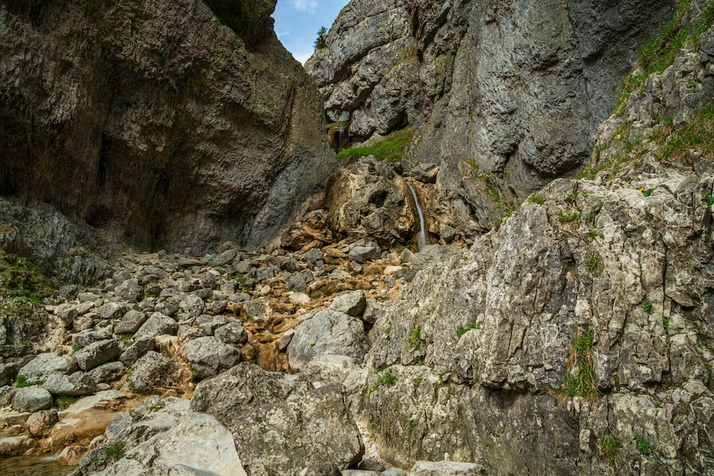 Looking up Goredale Scar scramble route.