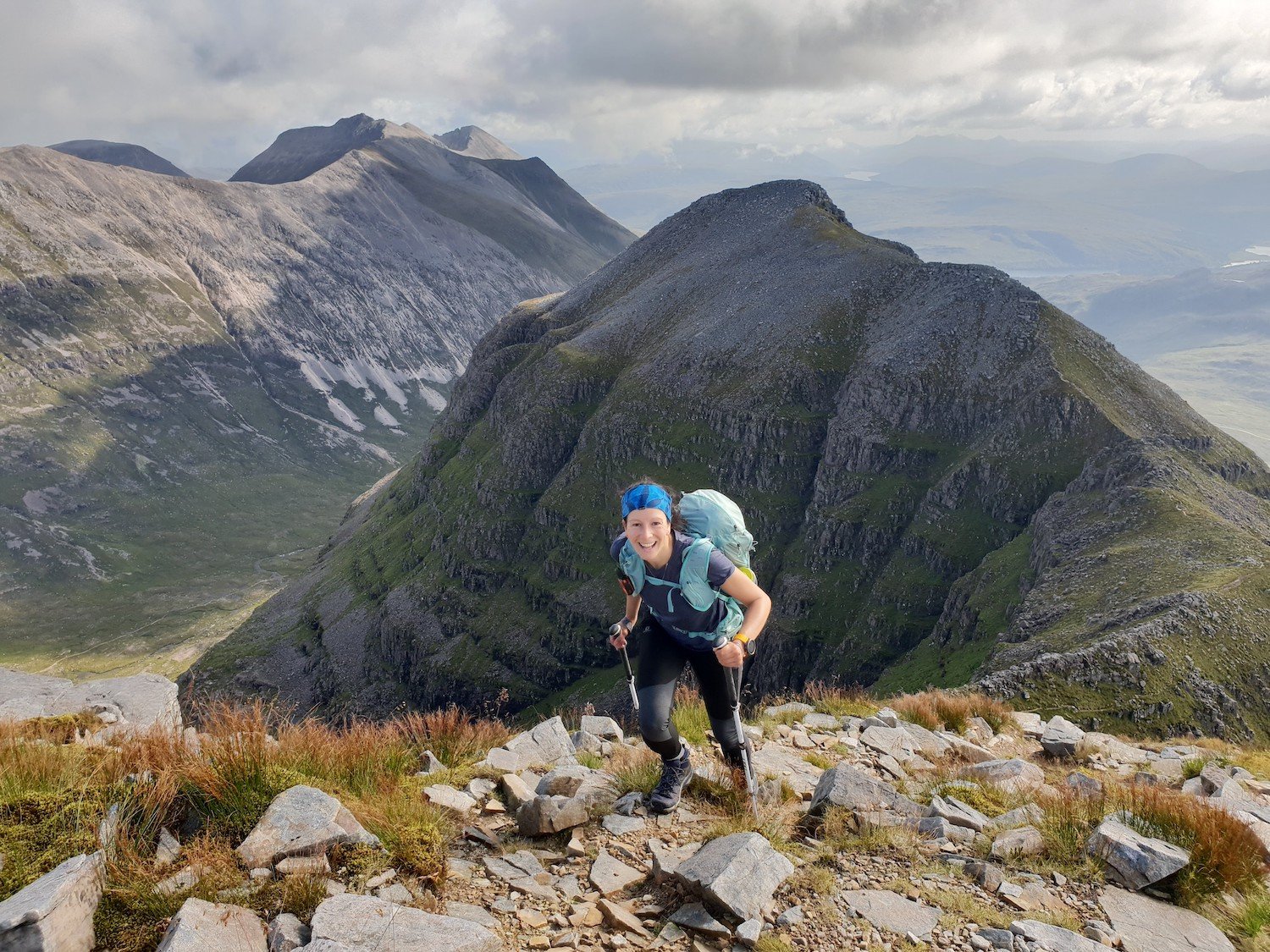 A woman ascending Liathach in Torridon