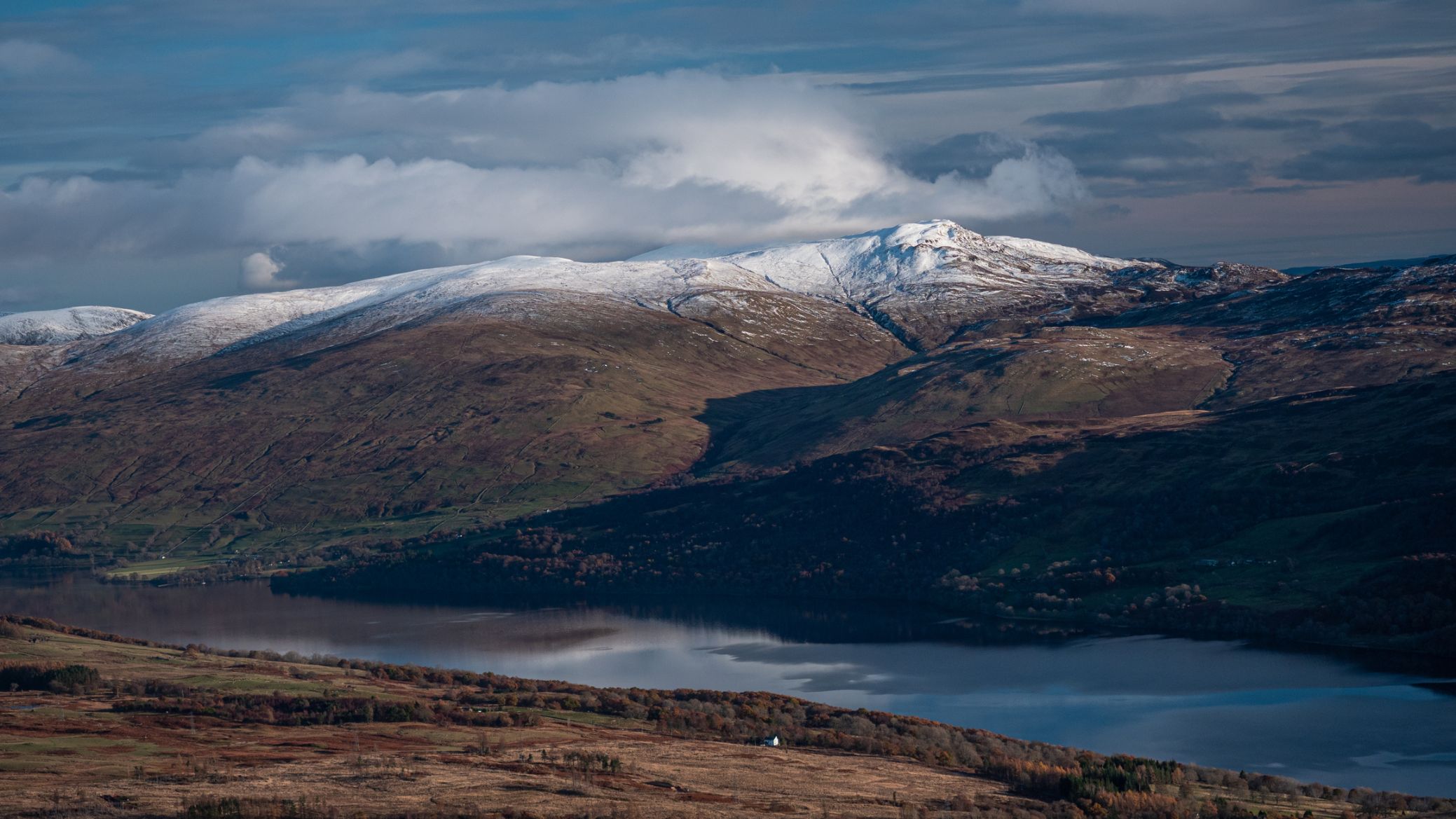 A winters view of Loch Tayfrom Meall nan Tarmachan in the Ben Lawers Nature Reserve