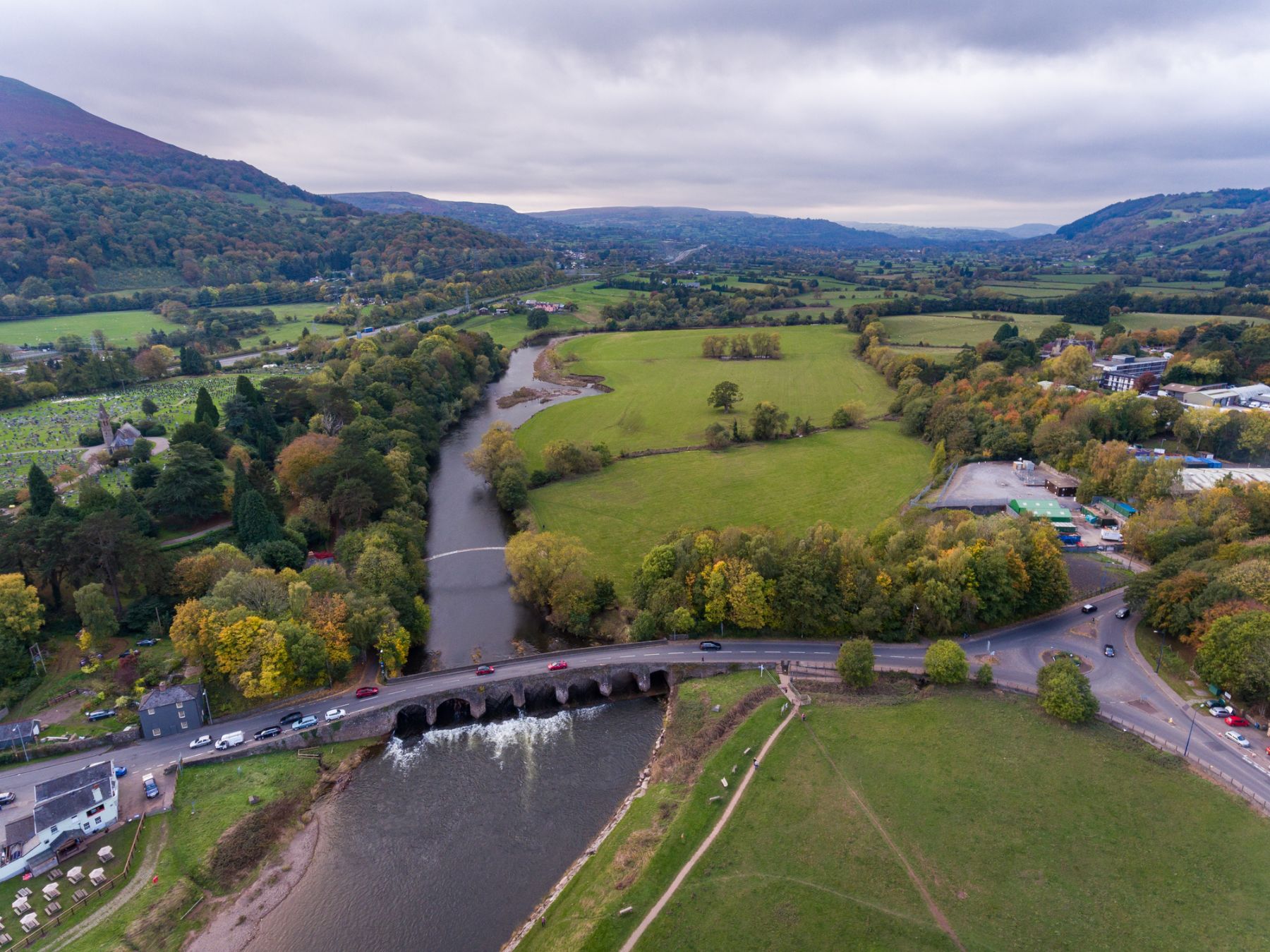 The Welsh Town Abergavenny near Brecon Beacons in Wales