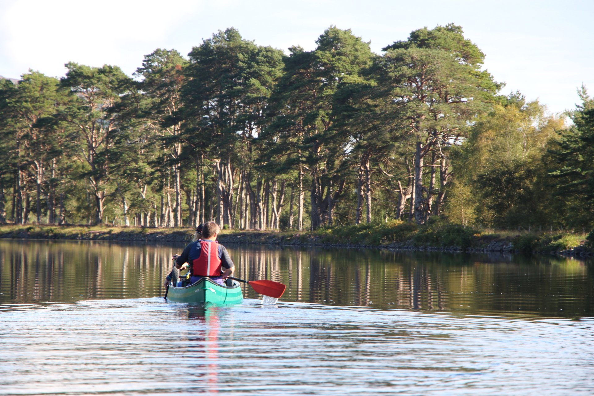 Canoeing on the Caledonia Canal in Scotland.