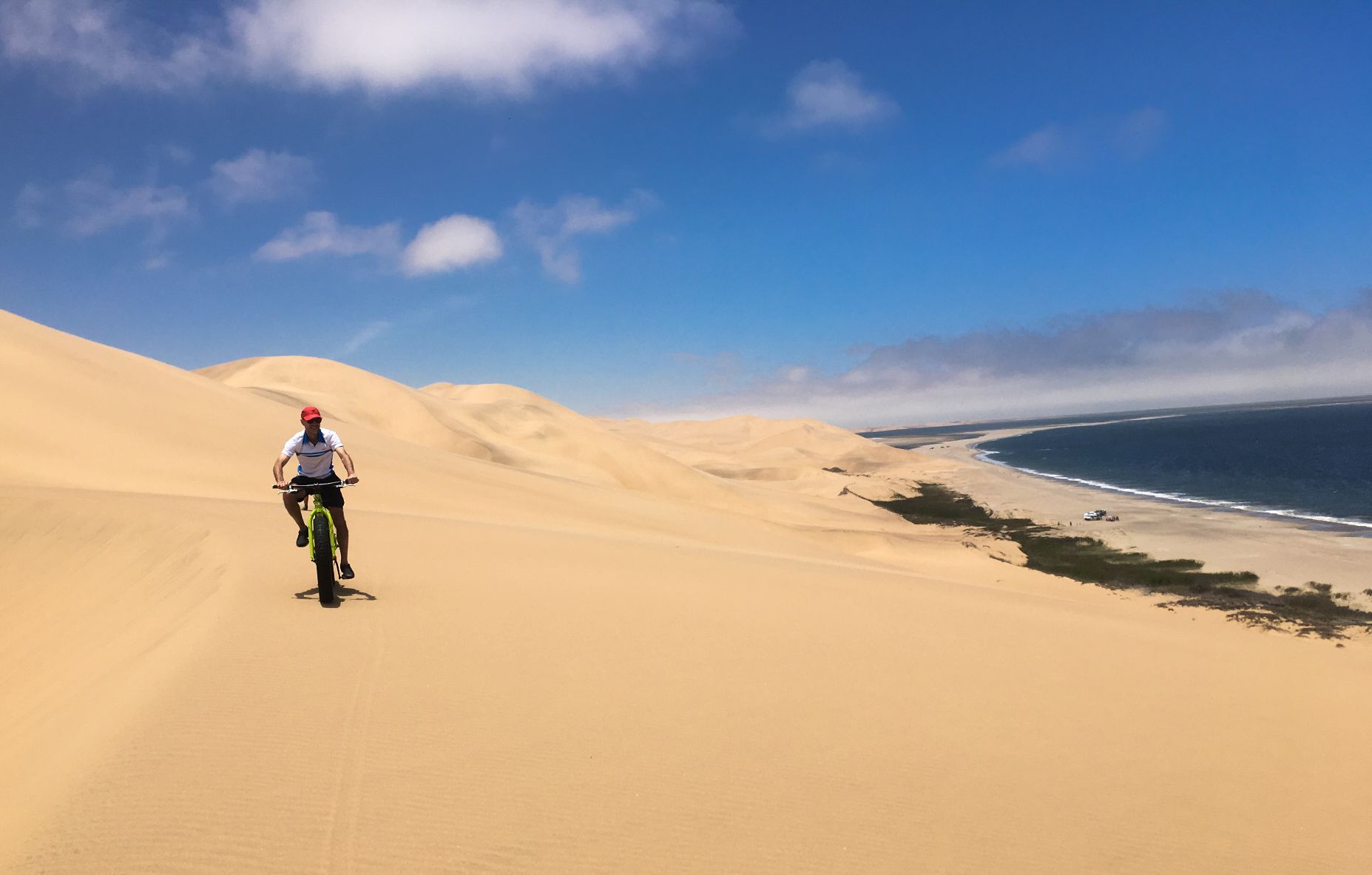A cyclist in the Namib Desert.