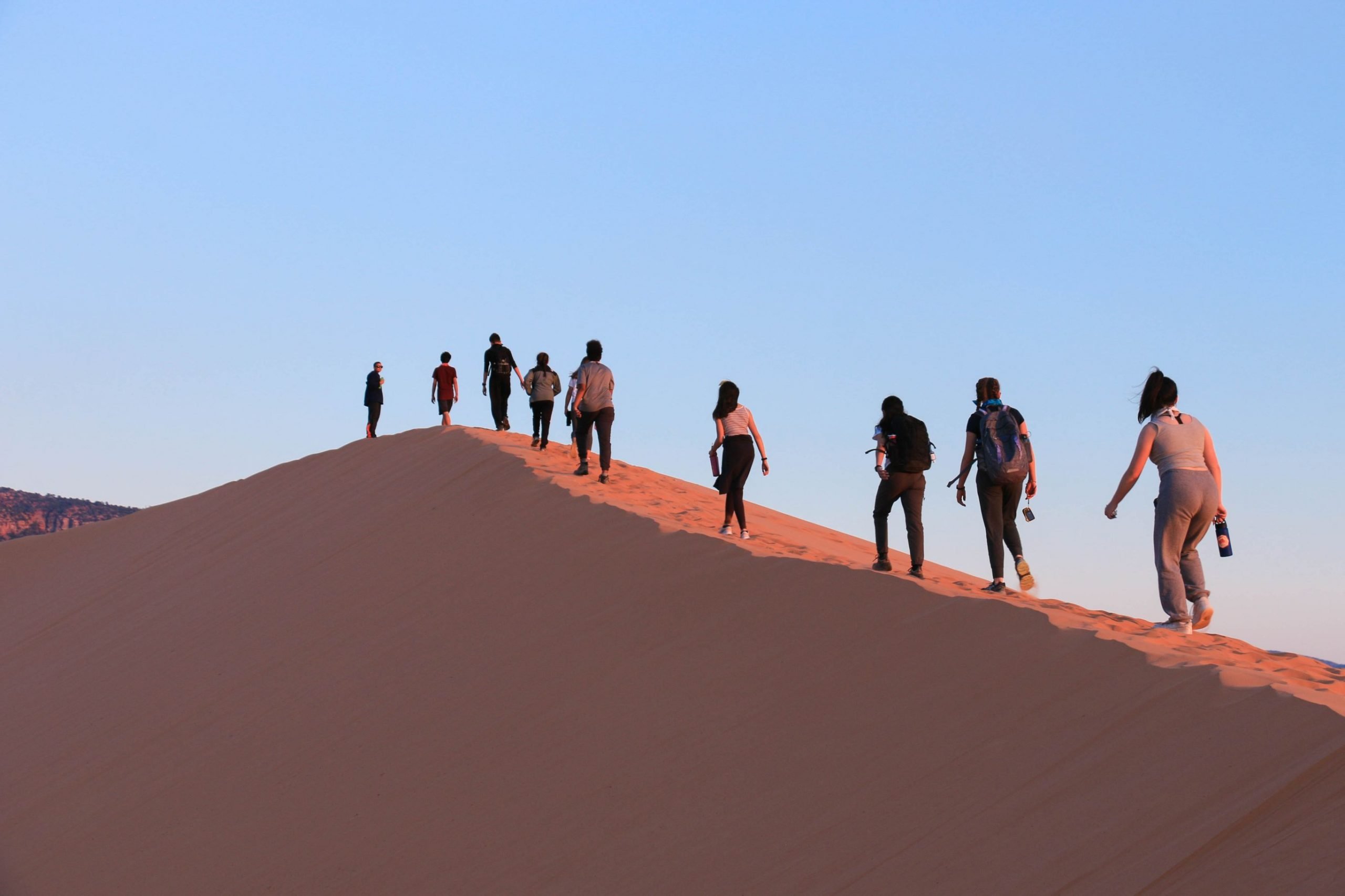 Hiking in the sand dunes in America