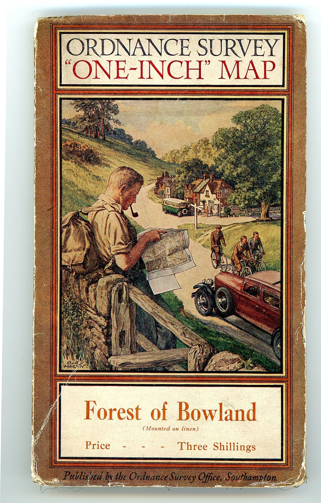 A cover of a 1930s OS map.