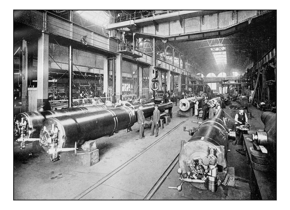 An antique photograph of the Royal gun factory in London