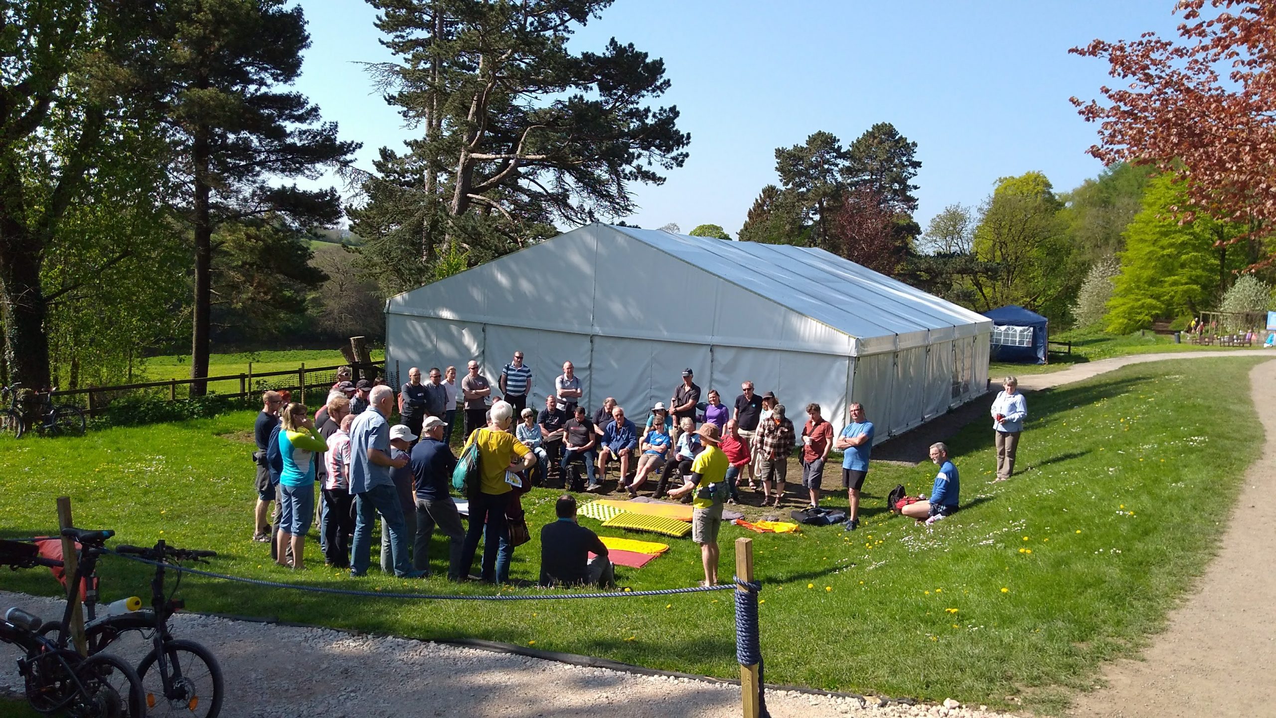 Laura Moss talking camping mats at the Cycle Touring Festival.