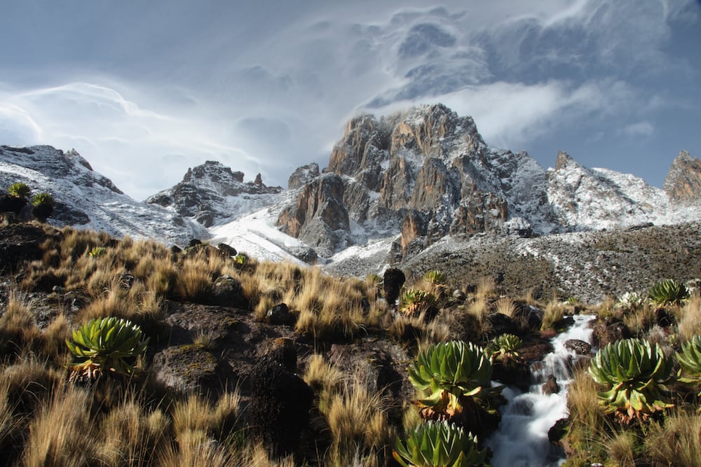 Sunrise on Mount Kenya from Shipton Camp