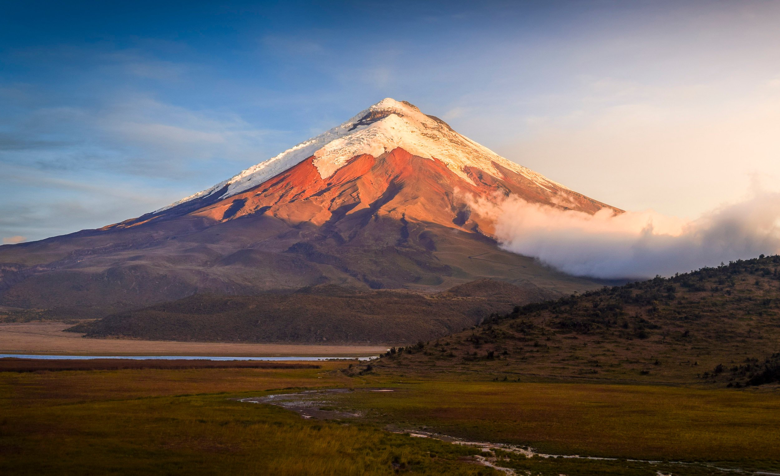 A sunrise view of the volcano Cotopaxi in Ecuador