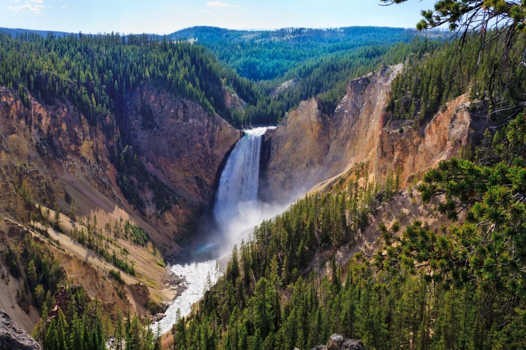 The stunning upper waterfalls of Yellowstone National Park