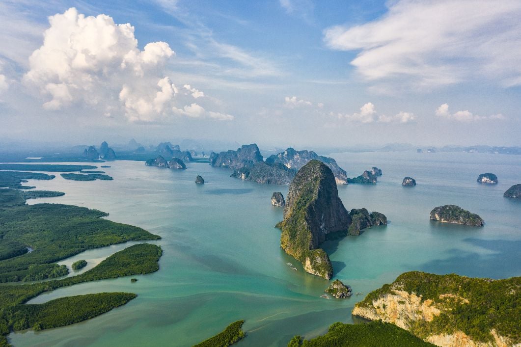 The beautiful Phang Nga Bay, Ao Phang Nga National Park, in Thailand. 