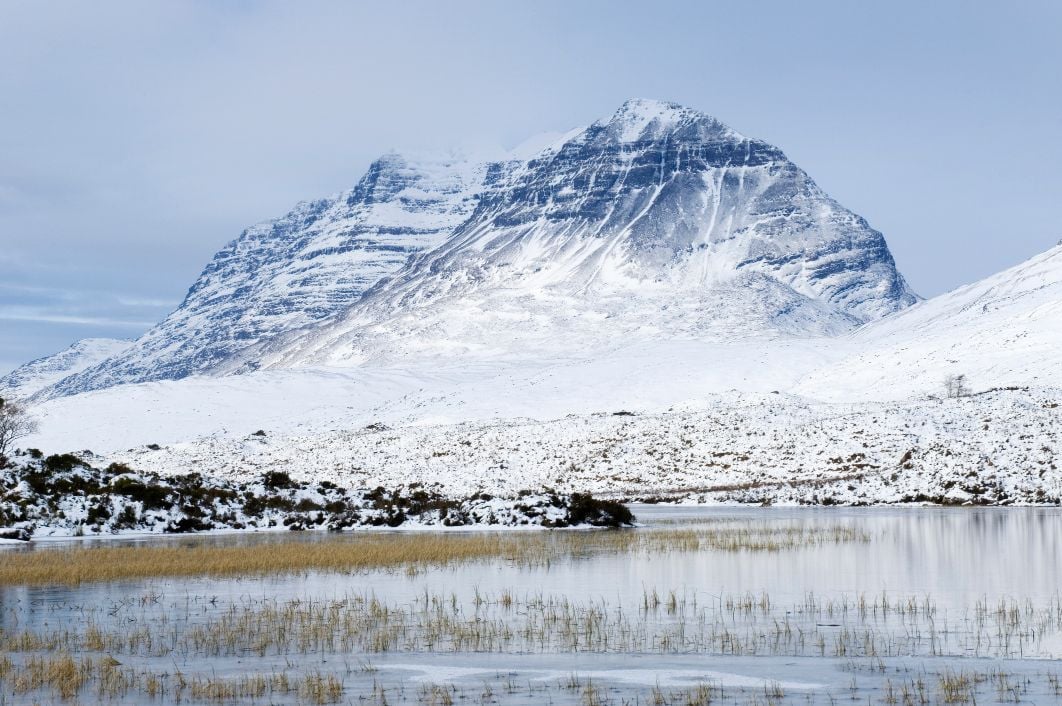 The snowy summit of Liathhach, in Glen Torridon.