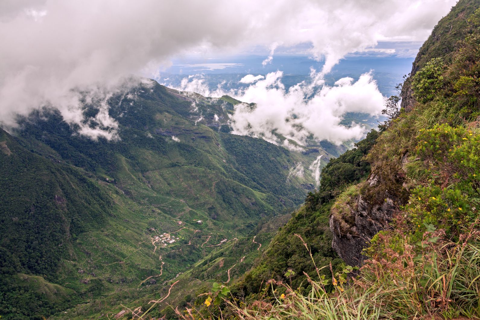 A view from World's End Cliffs in Horton Plains National Park