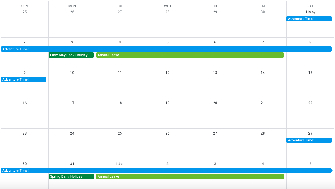 annual leave hack 2021 may/june