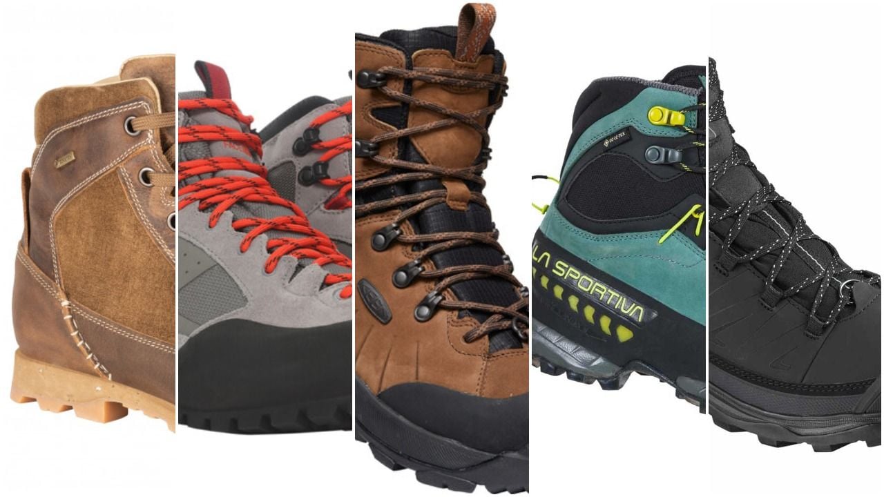 From left to right, boots from Aku, North Face, Keen, La Sportiva and Salomon.