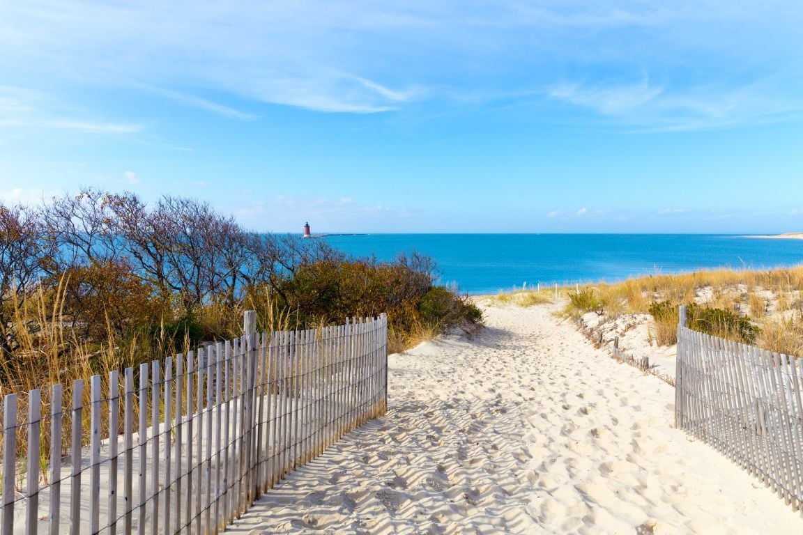The sandy path to the beach at Cape Henlopen in Lewes, Delaware