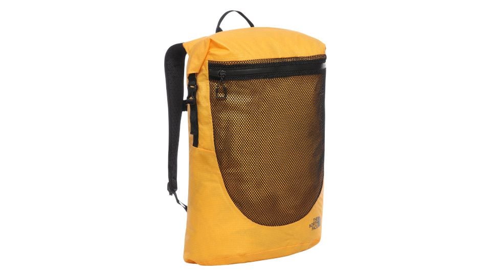 North Face yellow waterproof roll top dry bag