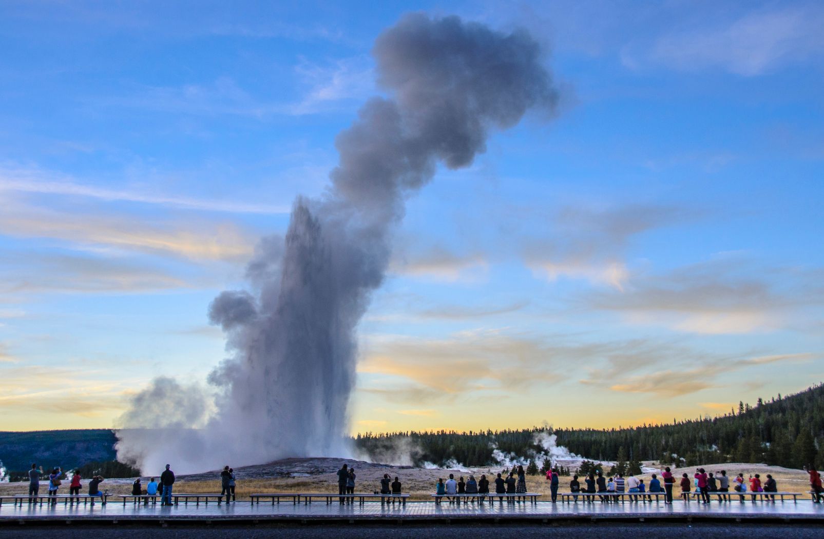 One of the most popular activities in Yellowstone is watching the Old Faithful geyser erupt