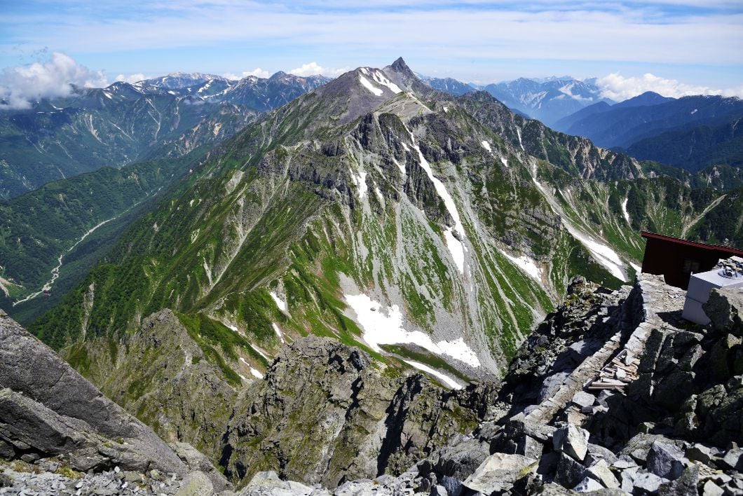 Mt Yarigatake and the formidable dip of the Daikiretto Gap in the Japanese Alps