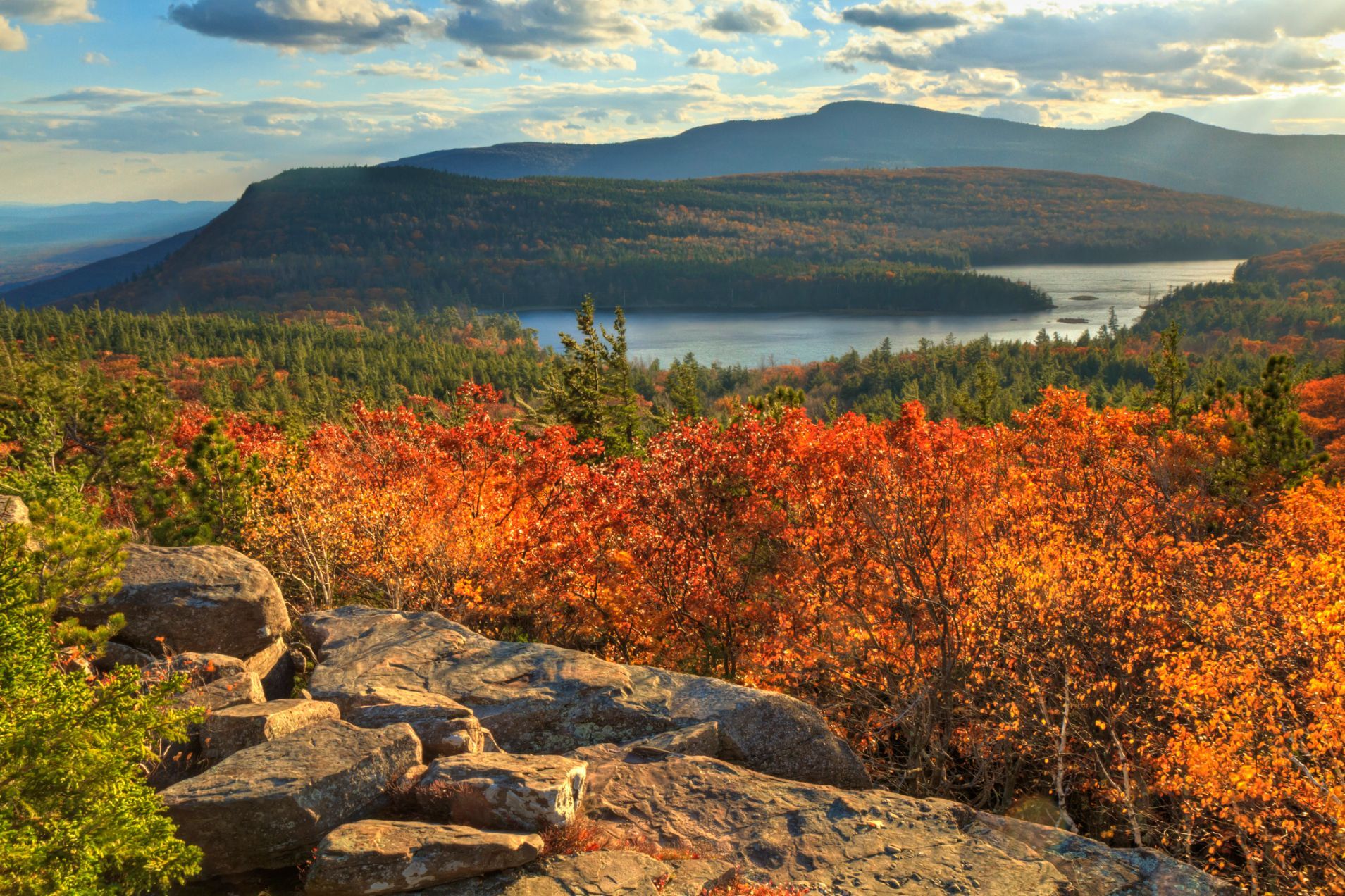 A stunning Autumn day in the Catskills, with a view overlooking North-South Lake