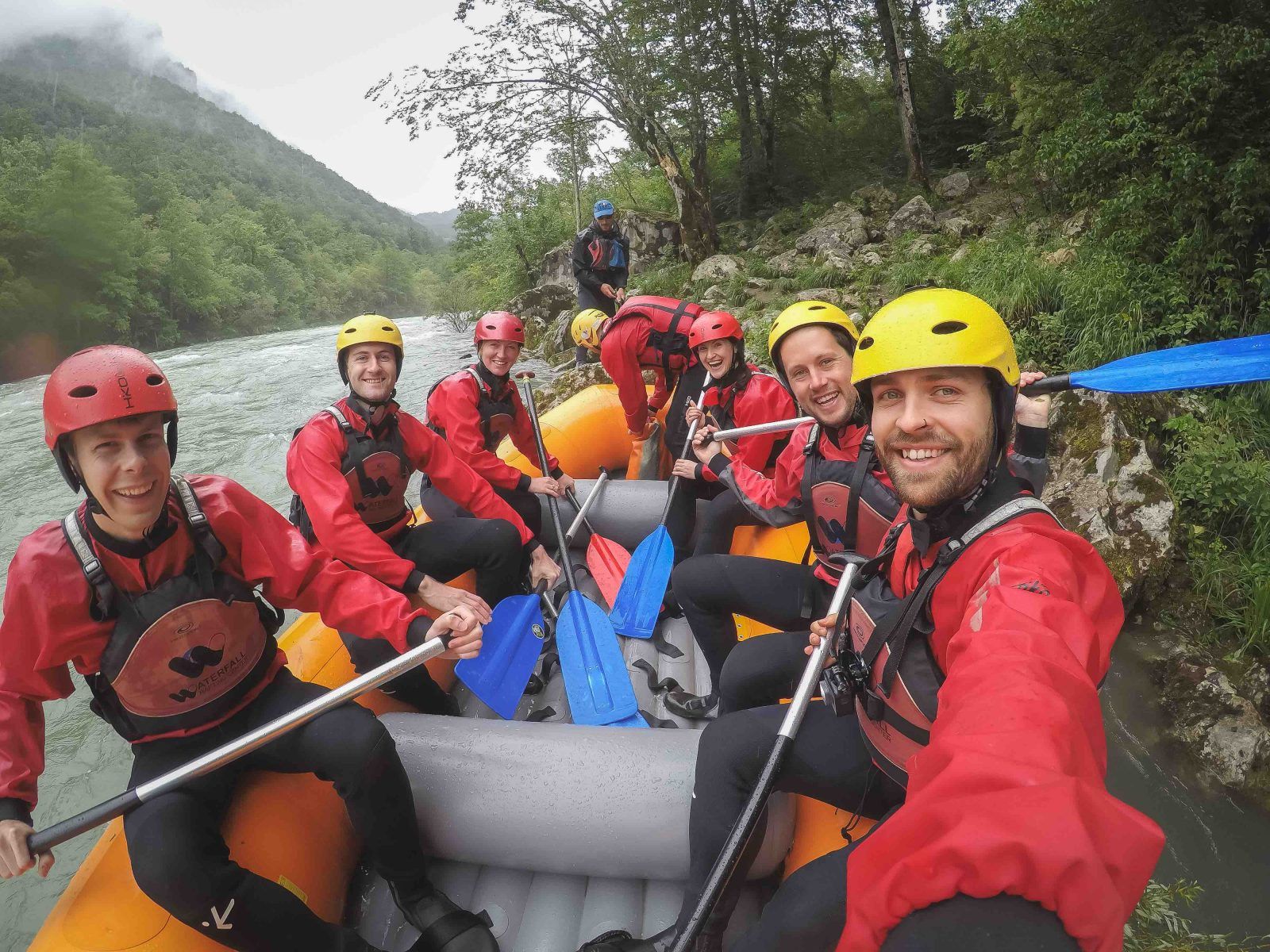 The Much Better Adventures team rafting on the Tara River in Montenegro.