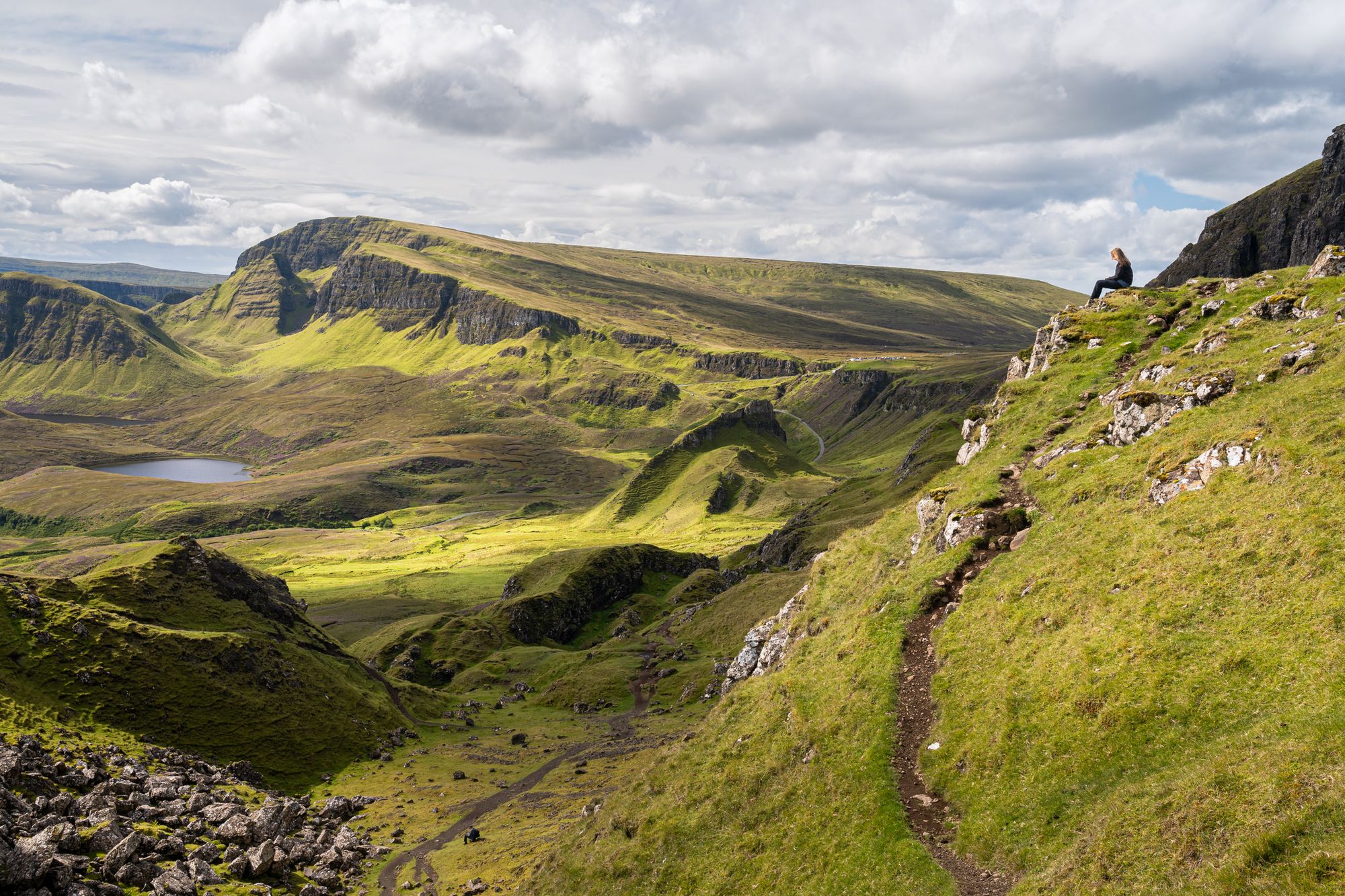 The Quiraing on the Isle of Skye, known for its lochs and remarkable panoramic views
