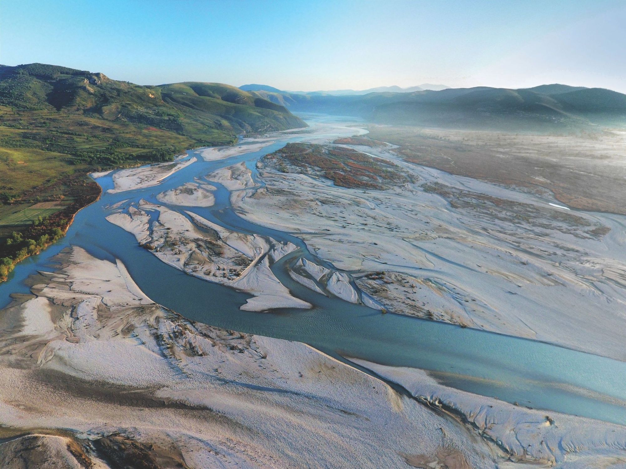 The Vjosa River, seen from above.