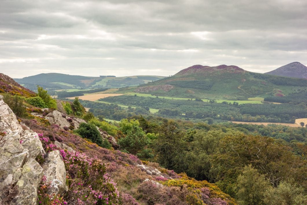 The view from the top of Bray Head looking towards the Sugarloafs mountains in Ireland.