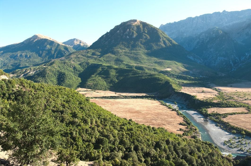 The beautiful Vjosa river, which runs for 270km undammed, in Albania