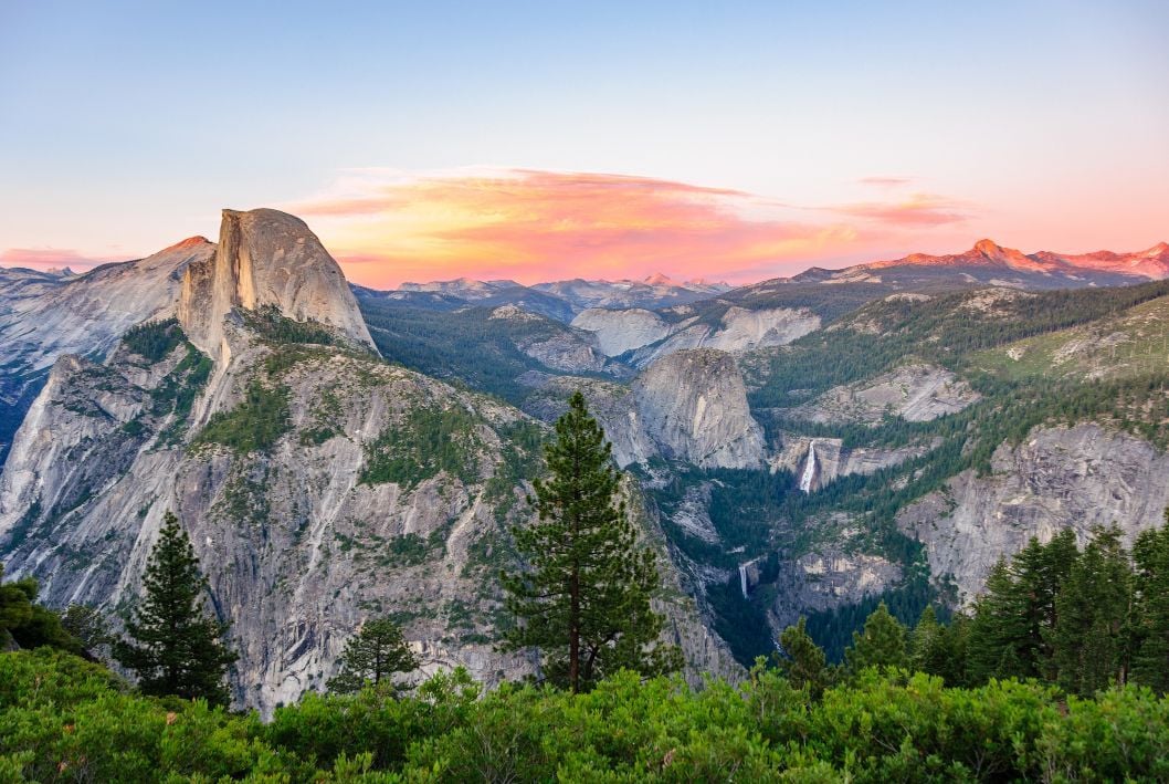 A stunning view from the Half Dome trail, in Yosemite National Park.