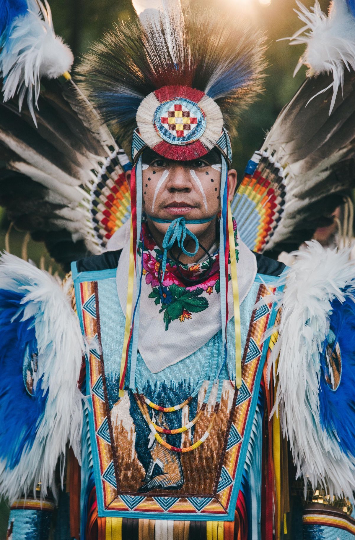 A remarkable photograph of Christian, an indigenous Navajo man, in his full regalia. Photo: Ian Finch