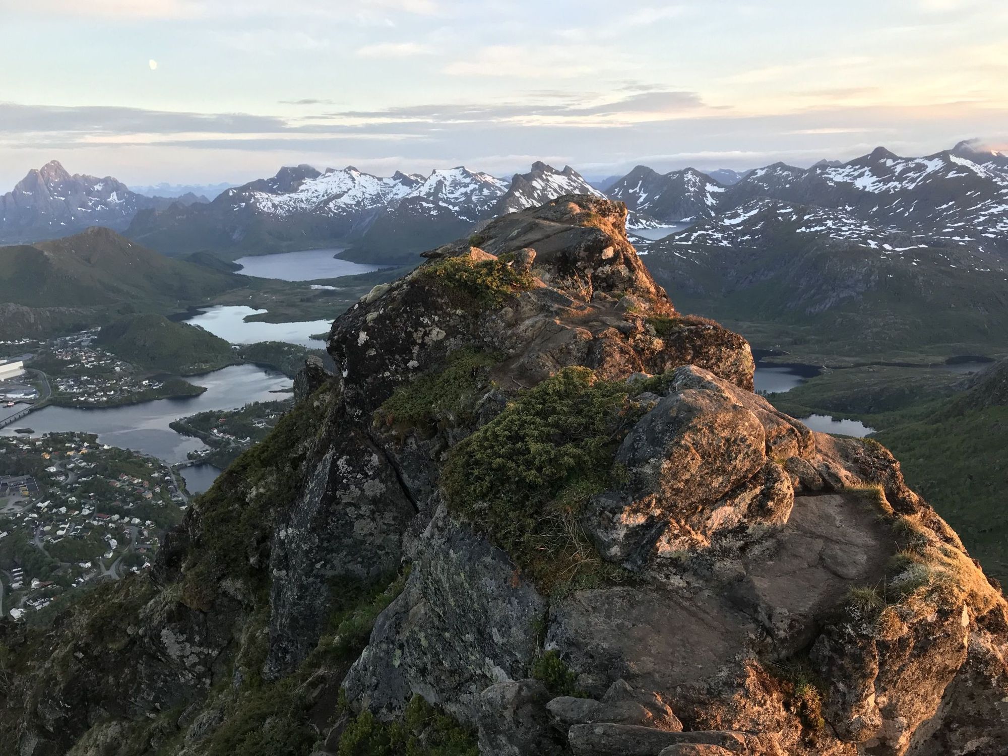 A view of the Lofoten Islands, with the sun still shining at one in the morning.