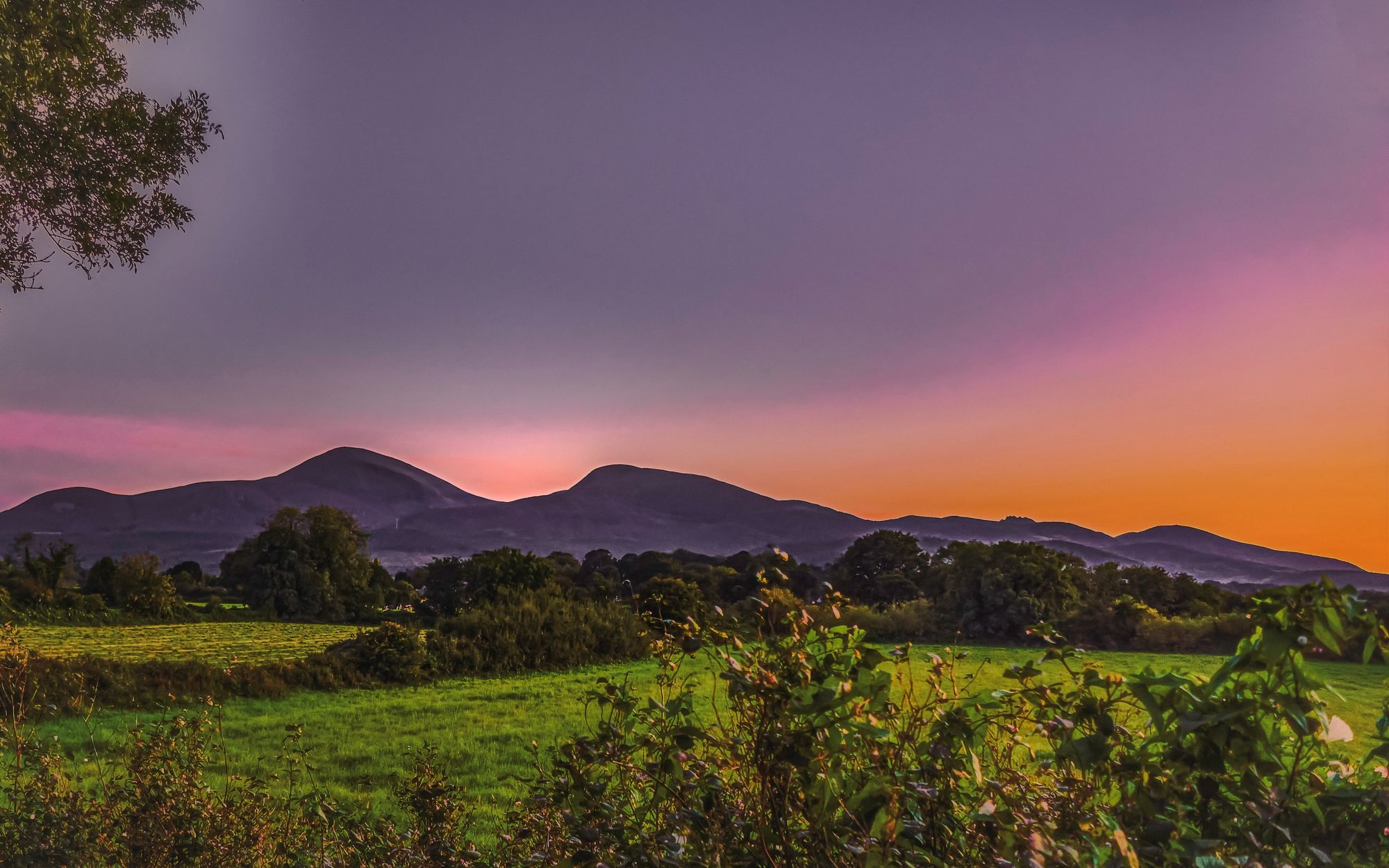 Sunset over the Mourne Mountains, Slieve Donard and Slieve Commedagh